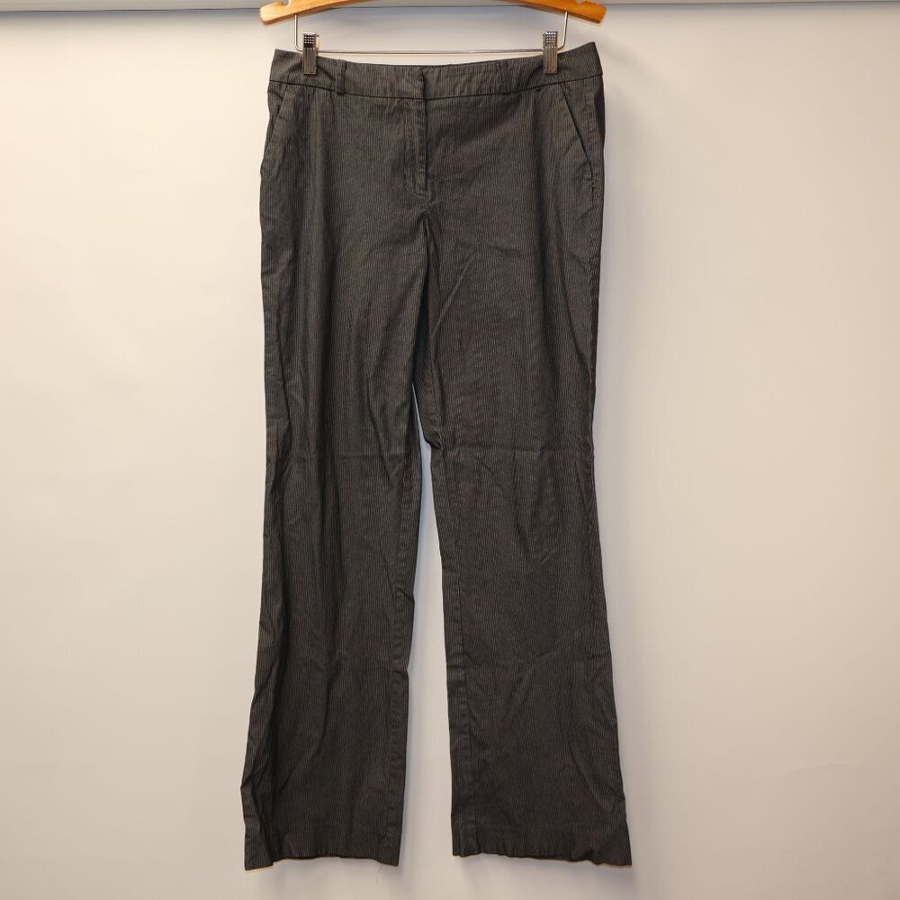 New York & Company Women's Gray Pinstripe Dress Pants Size 8 Tall Cotton Blend